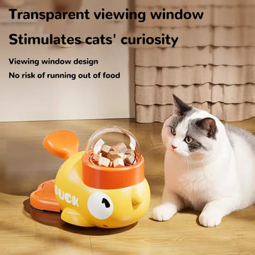 "Yellow Duck-Shaped Interactive Cat Treat Dispenser Durable Plastic Training dogToy Puzzle Slow Feeder Dog Entertainment Toy "