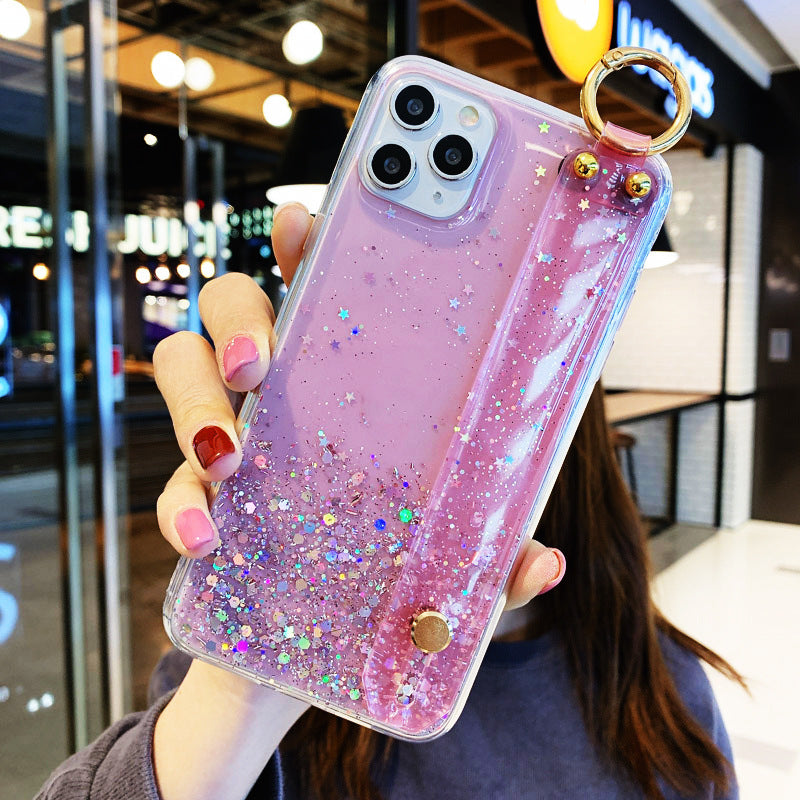 Bling Glitter Wrist Strap Phone Case For 12 11 Pro Max XR