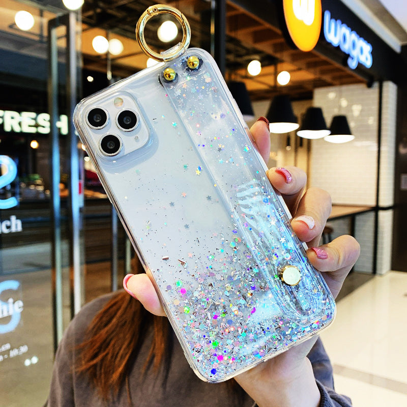 Bling Glitter Wrist Strap Phone Case For 12 11 Pro Max XR