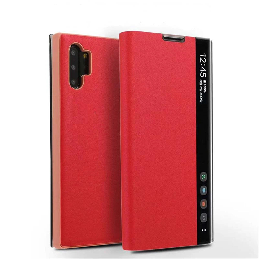 Smart APP Sleep Awake Flip Cover For Samsung Galaxy S24 S23 S22 S21 S20 Note 20 Ultra S10 S9 Plus A50s Window View Leather Case