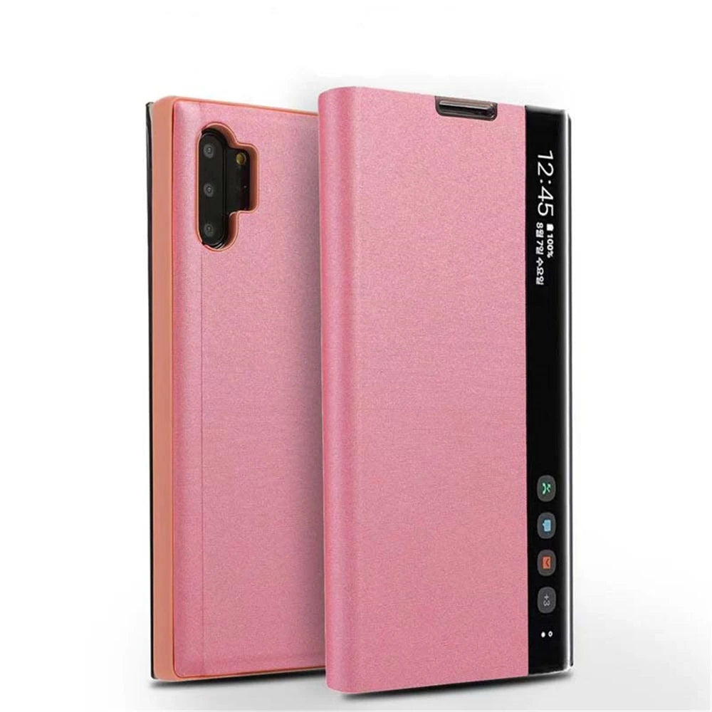 Smart APP Sleep Awake Flip Cover For Samsung Galaxy S24 S23 S22 S21 S20 Note 20 Ultra S10 S9 Plus A50s Window View Leather Case