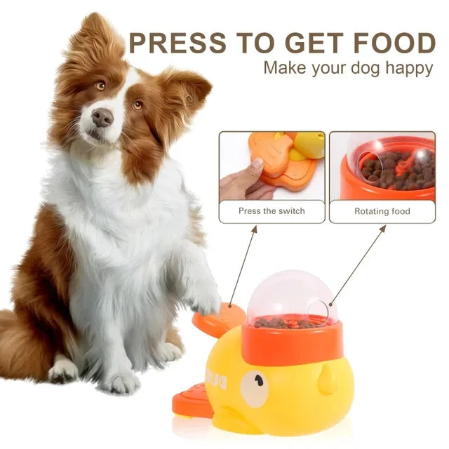 "Yellow Duck-Shaped Interactive Cat Treat Dispenser Durable Plastic Training dogToy Puzzle Slow Feeder Dog Entertainment Toy "