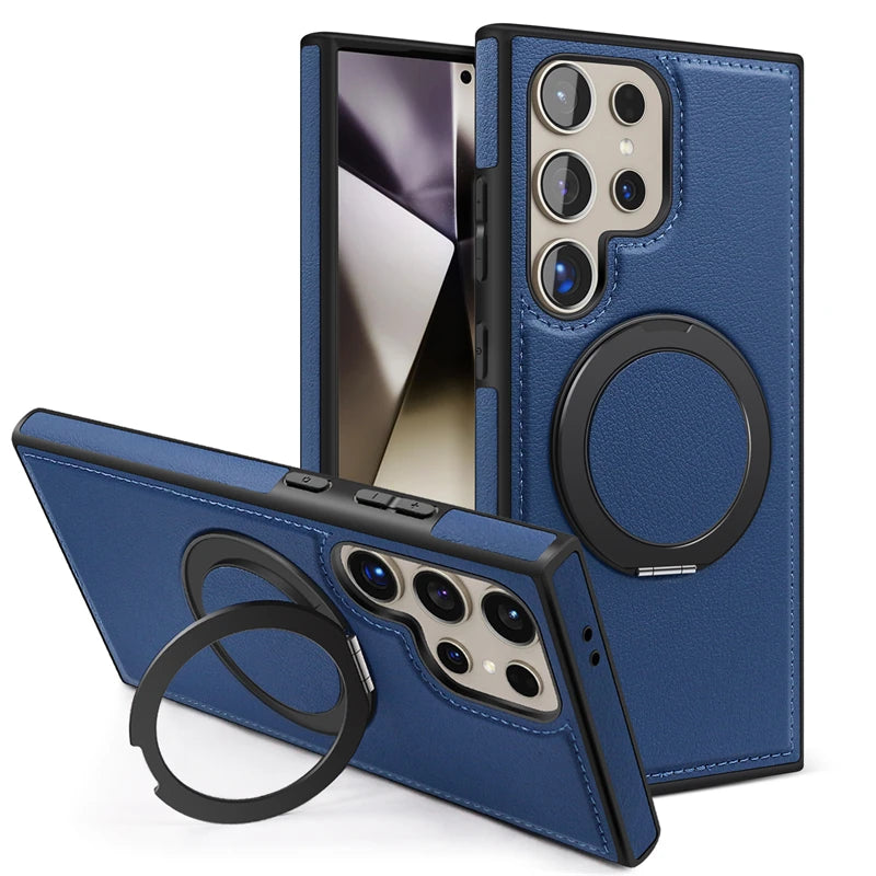360 Rotating Metal Ring Stand Macsafe Magnetic Case for Samsung Galaxy S24 Ultra S23 S22 Plus S24Ultra S 24 Magsafe Holder Cover