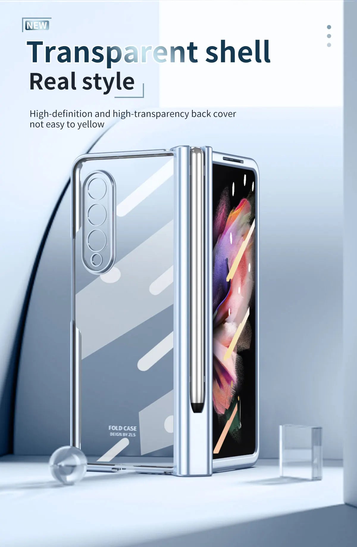 Plating Clear Hinge Magnetic Case For Samsung Galaxy Z Fold 4 5 with Pen Holder Full Screen Protector Phone Cover Fold 7 6 3 5G