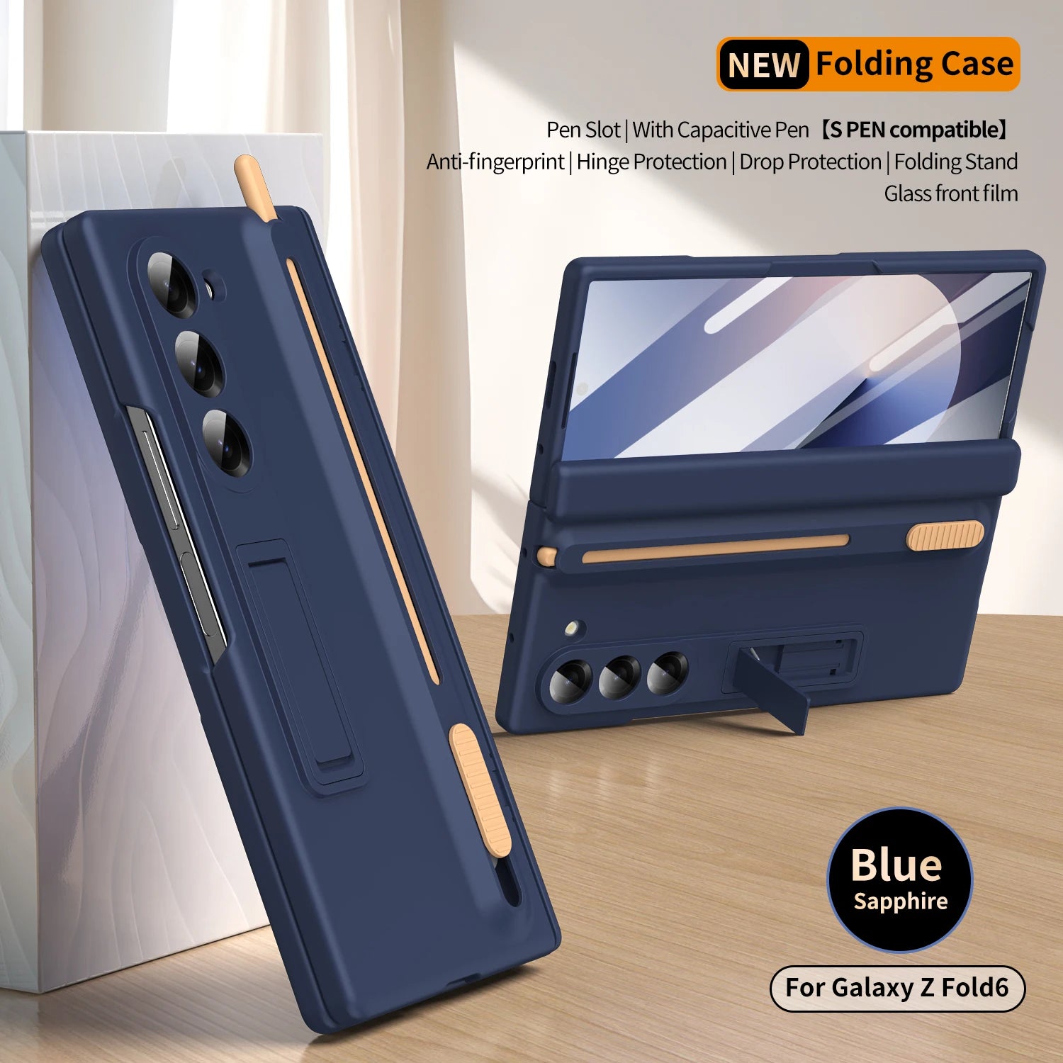 Plating Clear Hinge Magnetic Case For Samsung Galaxy Z Fold 4 5 with Pen Holder Full Screen Protector Phone Cover Fold 7 6 3 5G