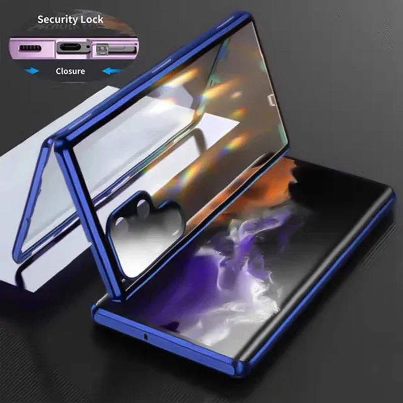 Double Sided Magnetic Full Cover Case For Samsung Galaxy S25 S24 S23 S22 S21 Ultra Plus Metal Cases Lens Protection Phone Shell
