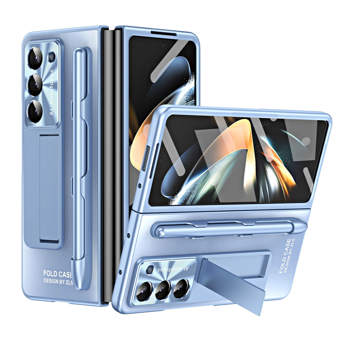 Plating Clear Hinge Magnetic Case For Samsung Galaxy Z Fold 4 5 with Pen Holder Full Screen Protector Phone Cover Fold 7 6 3 5G