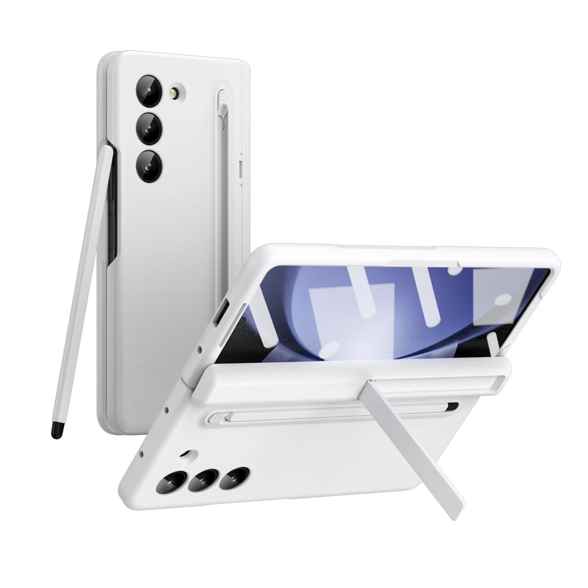 Plating Clear Hinge Magnetic Case For Samsung Galaxy Z Fold 4 5 with Pen Holder Full Screen Protector Phone Cover Fold 7 6 3 5G