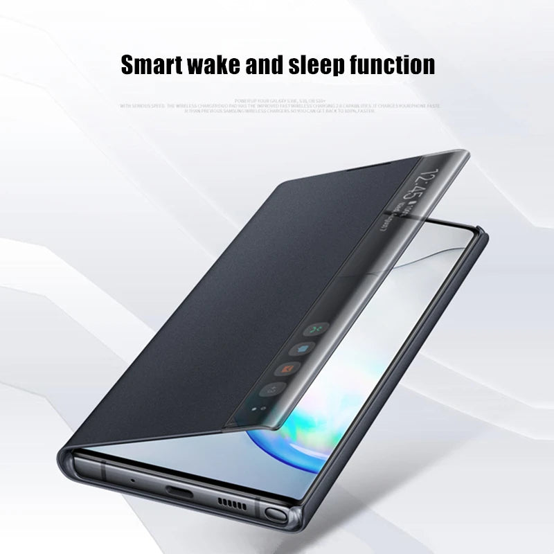 Smart APP Sleep Awake Flip Cover For Samsung Galaxy S24 S23 S22 S21 S20 Note 20 Ultra S10 S9 Plus A50s Window View Leather Case