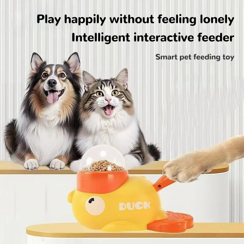 "Yellow Duck-Shaped Interactive Cat Treat Dispenser Durable Plastic Training dogToy Puzzle Slow Feeder Dog Entertainment Toy "