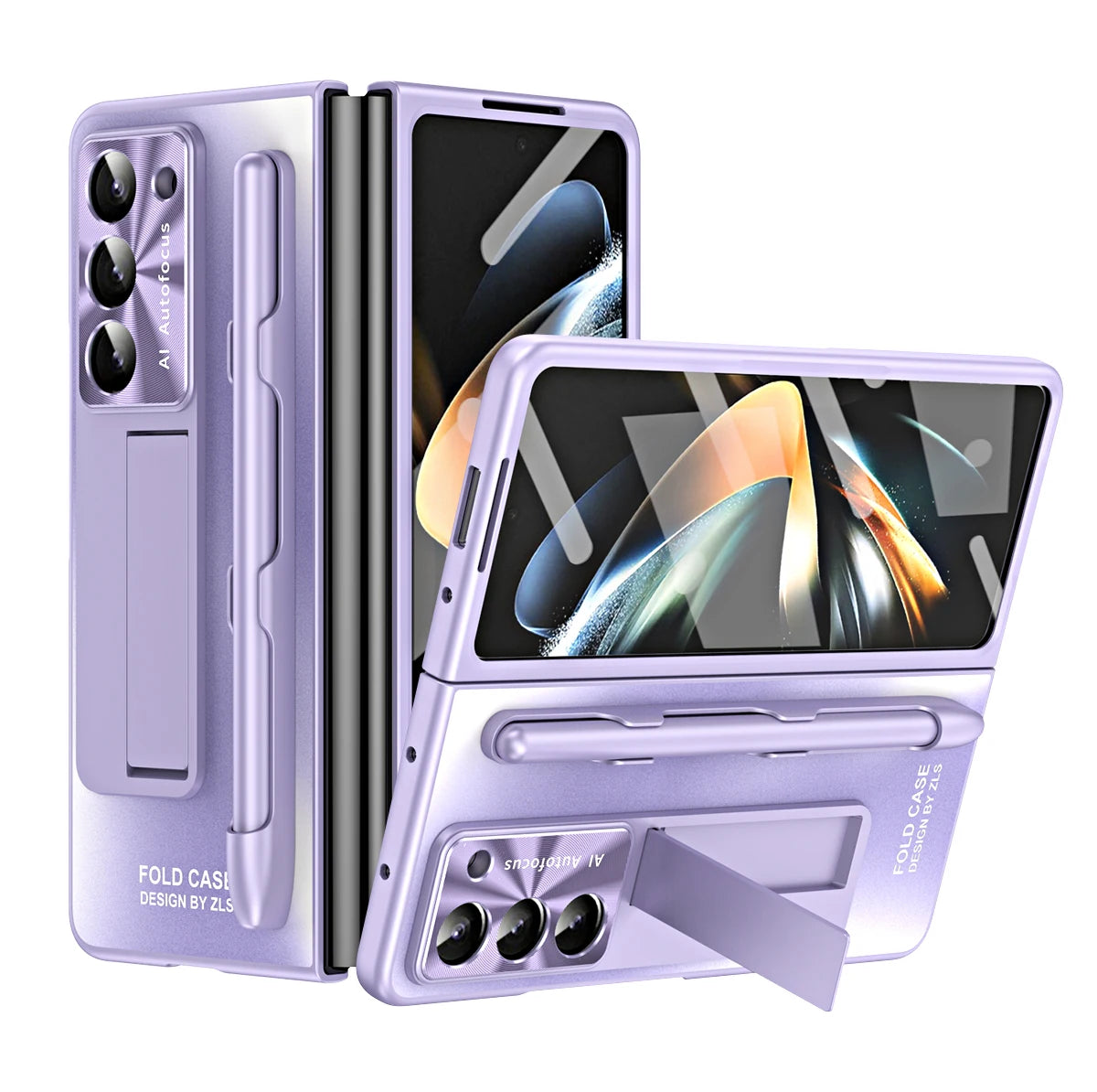 Plating Clear Hinge Magnetic Case For Samsung Galaxy Z Fold 4 5 with Pen Holder Full Screen Protector Phone Cover Fold 7 6 3 5G