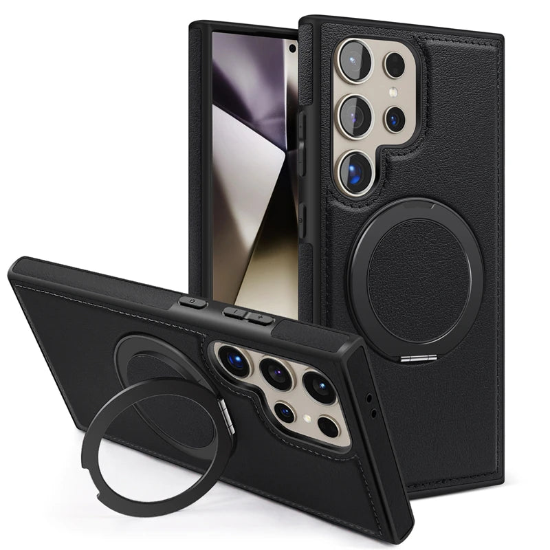 360 Rotating Metal Ring Stand Macsafe Magnetic Case for Samsung Galaxy S24 Ultra S23 S22 Plus S24Ultra S 24 Magsafe Holder Cover
