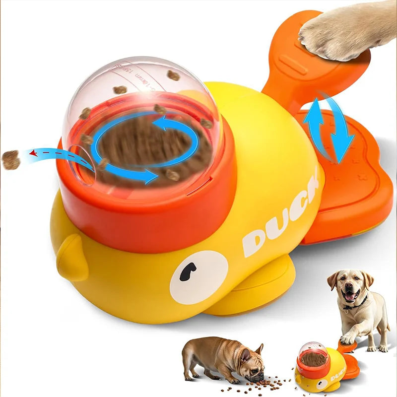 "Yellow Duck-Shaped Interactive Cat Treat Dispenser Durable Plastic Training dogToy Puzzle Slow Feeder Dog Entertainment Toy "