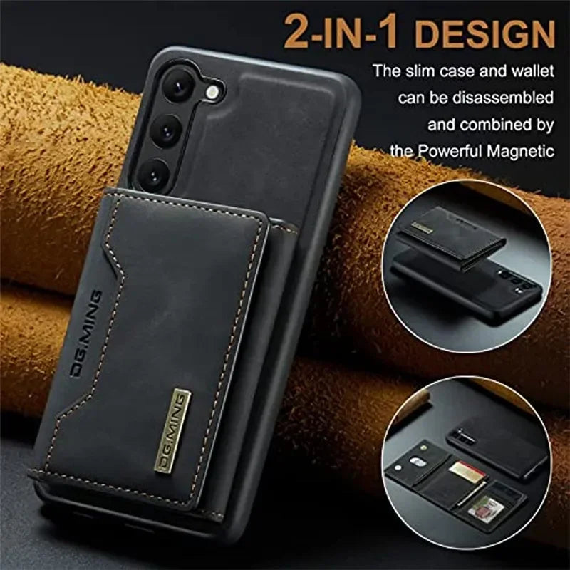 Wallet Case for Samsung Galaxy S25 S24 S22 S23 Ultra Premium Back Cover Magnetic Detachable with Trifold Card Holder