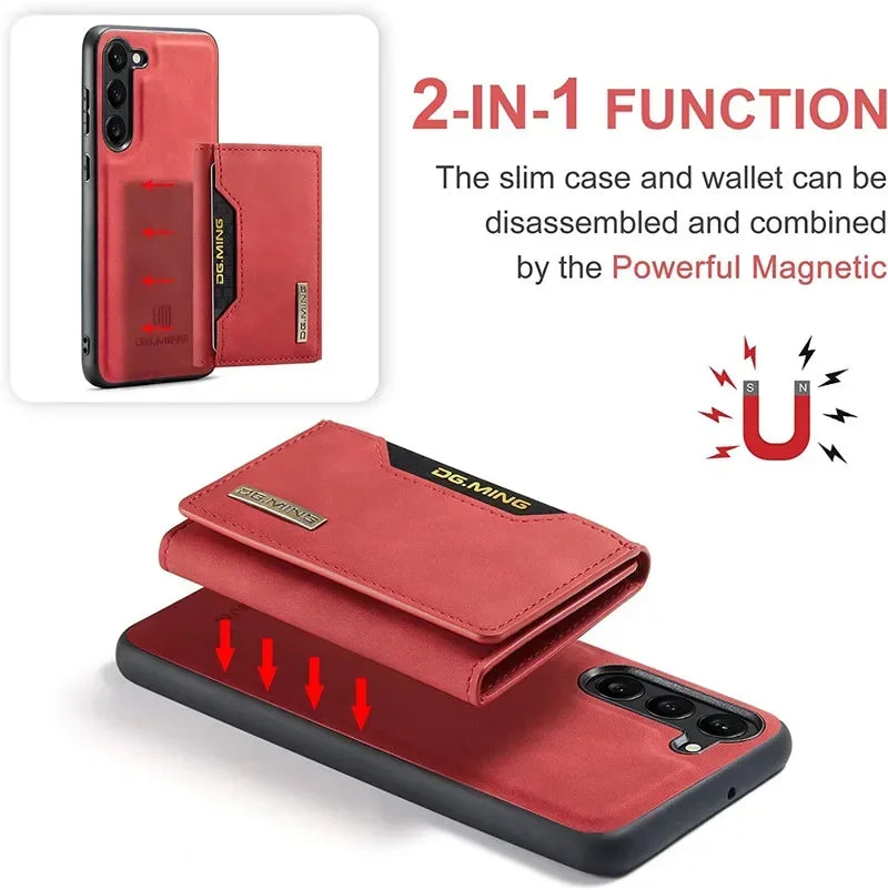 Wallet Case for Samsung Galaxy S25 S24 S22 S23 Ultra Premium Back Cover Magnetic Detachable with Trifold Card Holder