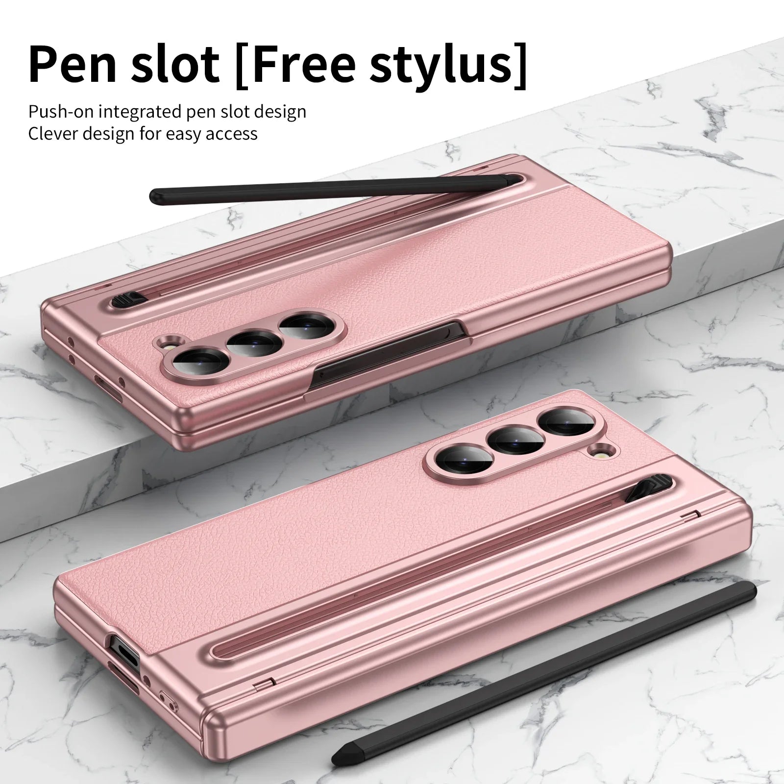 Plating Clear Hinge Magnetic Case For Samsung Galaxy Z Fold 4 5 with Pen Holder Full Screen Protector Phone Cover Fold 7 6 3 5G