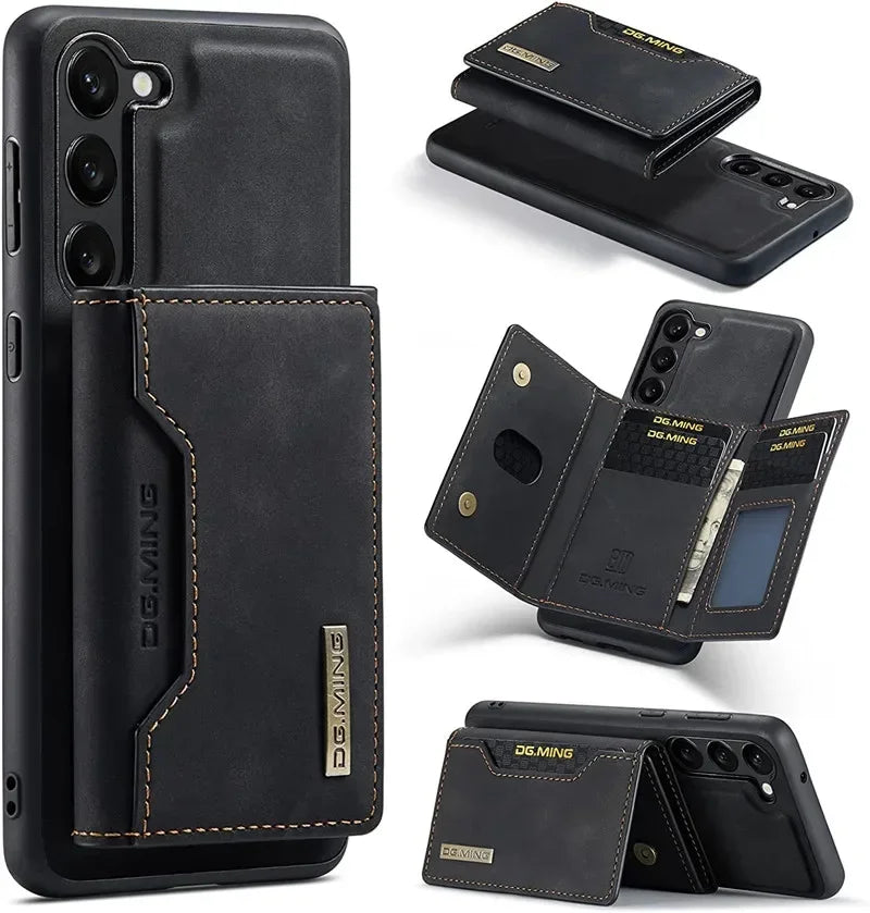Wallet Case for Samsung Galaxy S25 S24 S22 S23 Ultra Premium Back Cover Magnetic Detachable with Trifold Card Holder