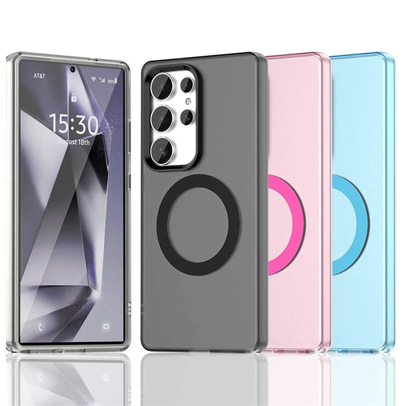 Wireless Charging Case Samsung Galaxy S25 Ultra Case Magnetic Luxury Frosted Silicone S25 Ultra Protector Cover S25 Ultra Case