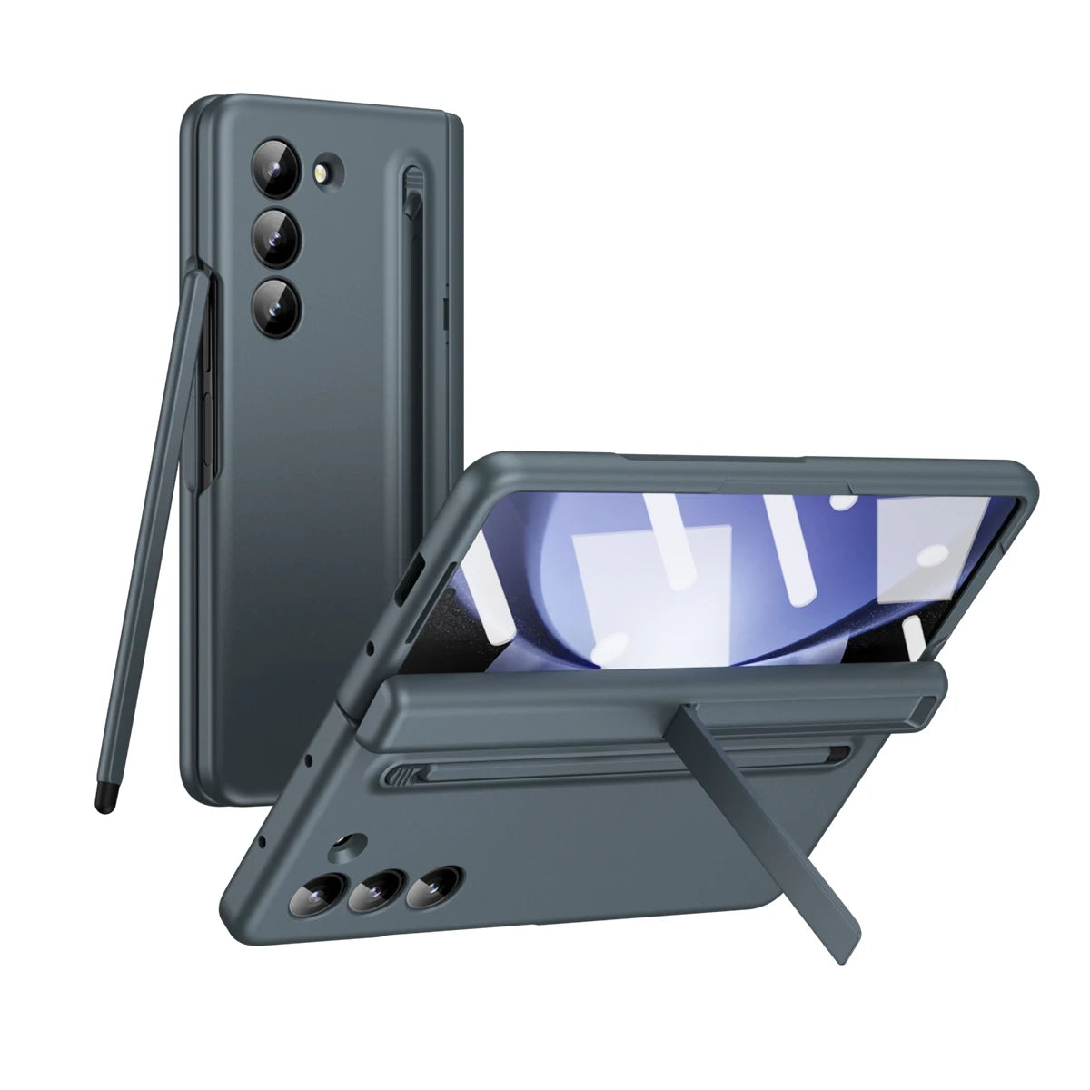 Plating Clear Hinge Magnetic Case For Samsung Galaxy Z Fold 4 5 with Pen Holder Full Screen Protector Phone Cover Fold 7 6 3 5G