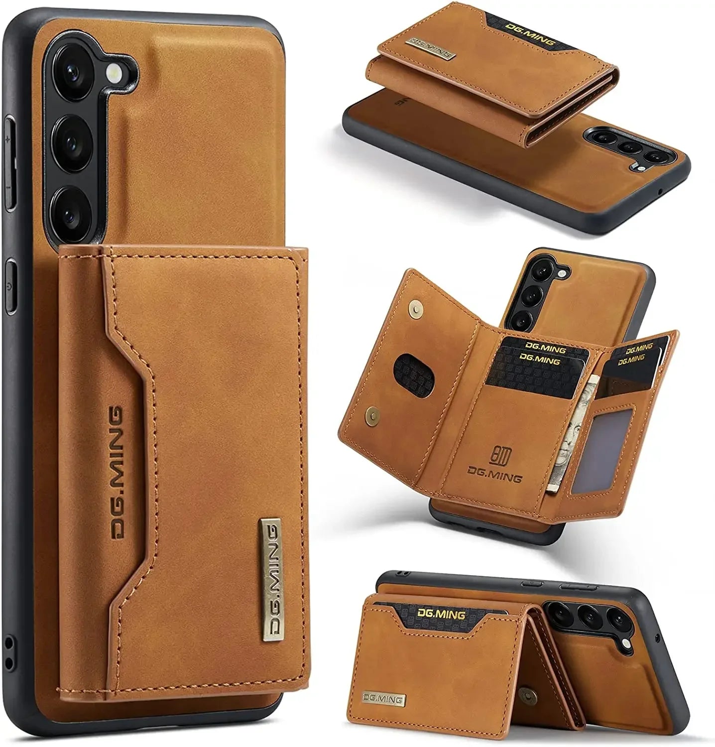 Wallet Case for Samsung Galaxy S25 S24 S22 S23 Ultra Premium Back Cover Magnetic Detachable with Trifold Card Holder