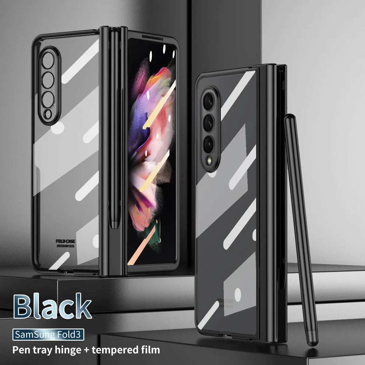 Plating Clear Hinge Magnetic Case For Samsung Galaxy Z Fold 4 5 with Pen Holder Full Screen Protector Phone Cover Fold 7 6 3 5G