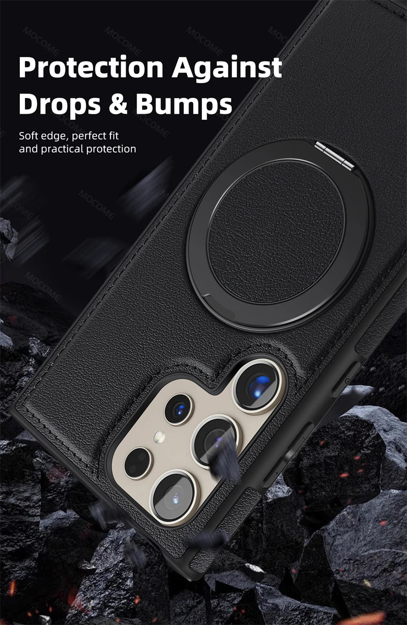 360 Rotating Metal Ring Stand Macsafe Magnetic Case for Samsung Galaxy S24 Ultra S23 S22 Plus S24Ultra S 24 Magsafe Holder Cover