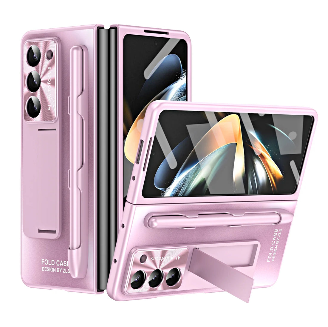 Plating Clear Hinge Magnetic Case For Samsung Galaxy Z Fold 4 5 with Pen Holder Full Screen Protector Phone Cover Fold 7 6 3 5G