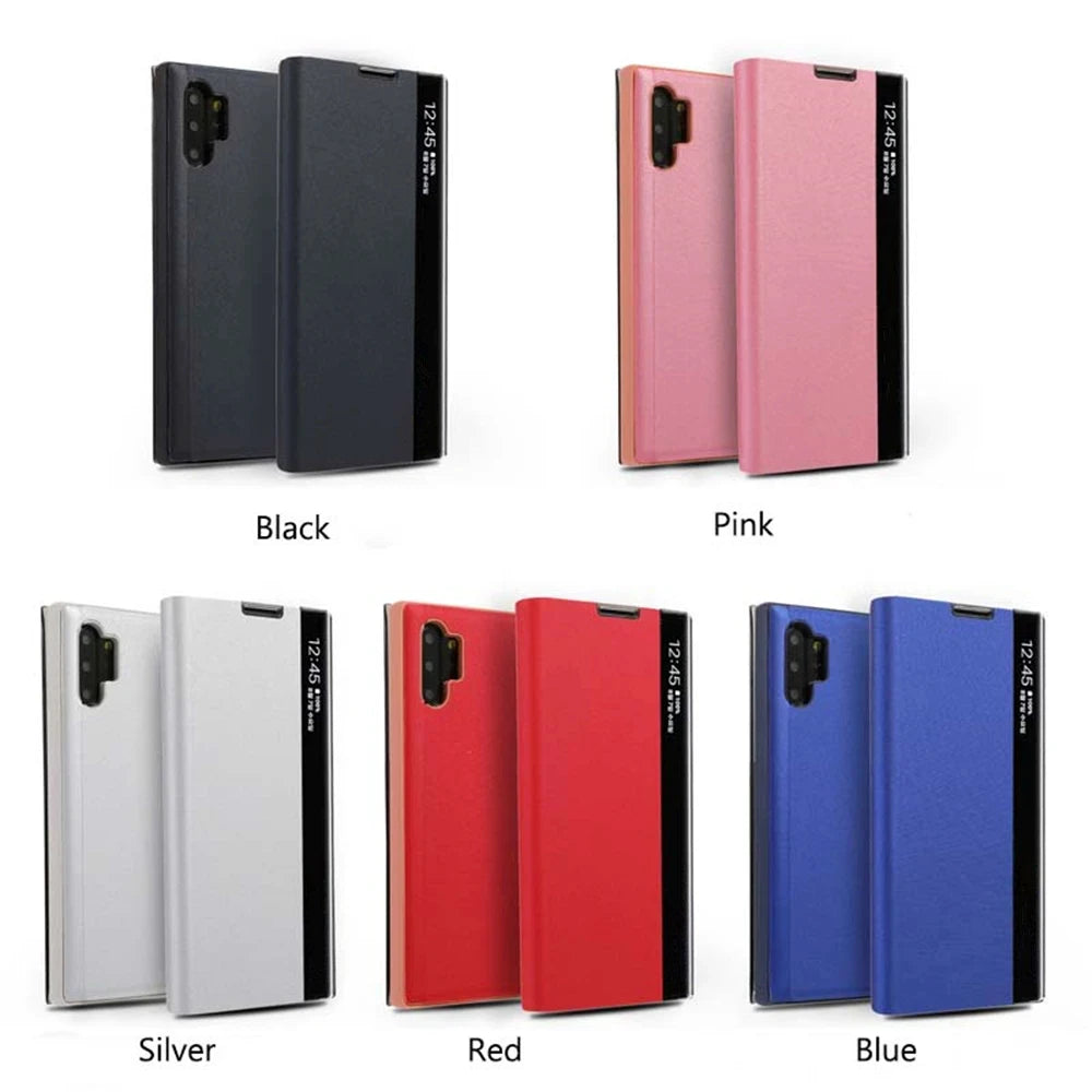 Smart APP Sleep Awake Flip Cover For Samsung Galaxy S24 S23 S22 S21 S20 Note 20 Ultra S10 S9 Plus A50s Window View Leather Case