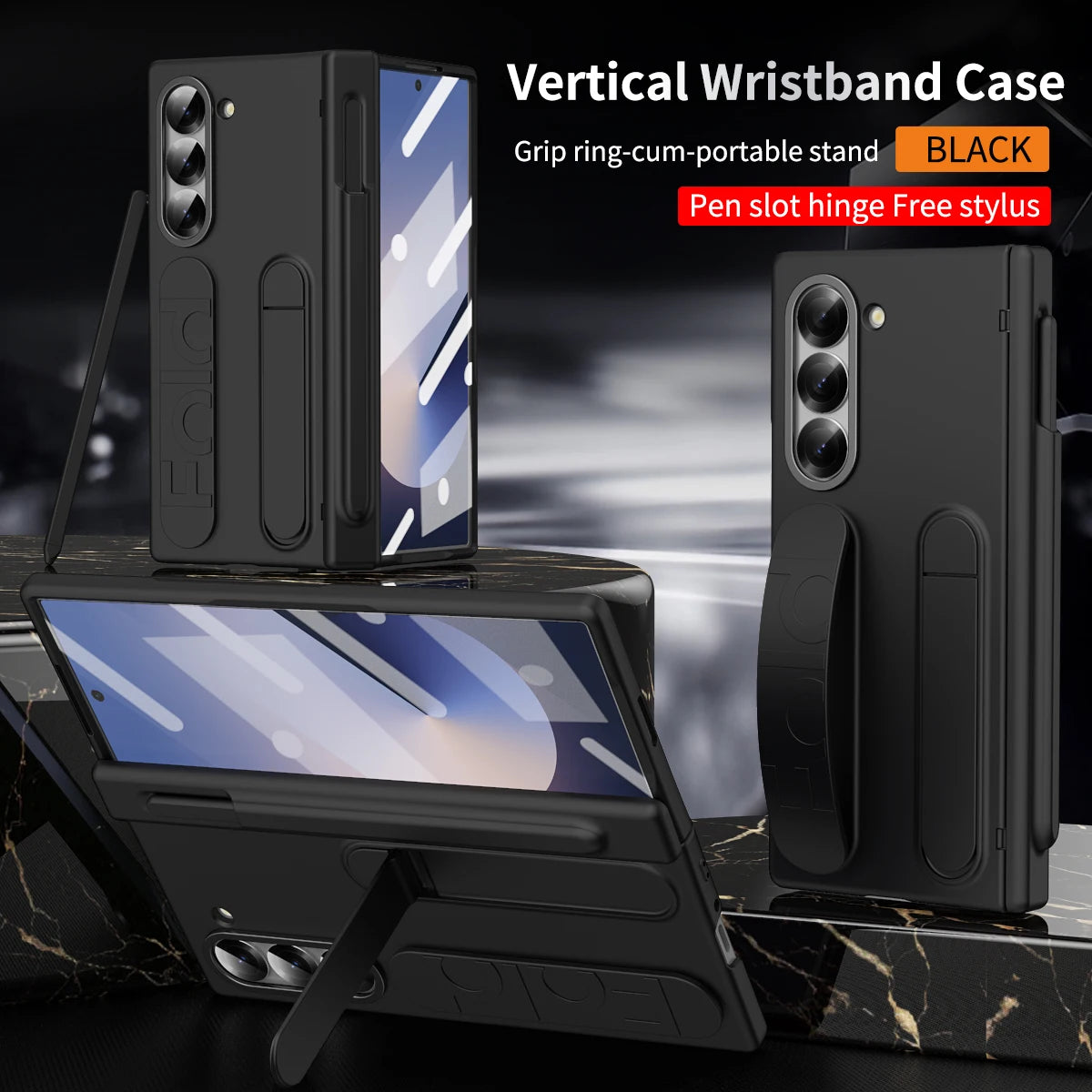 Plating Clear Hinge Magnetic Case For Samsung Galaxy Z Fold 4 5 with Pen Holder Full Screen Protector Phone Cover Fold 7 6 3 5G