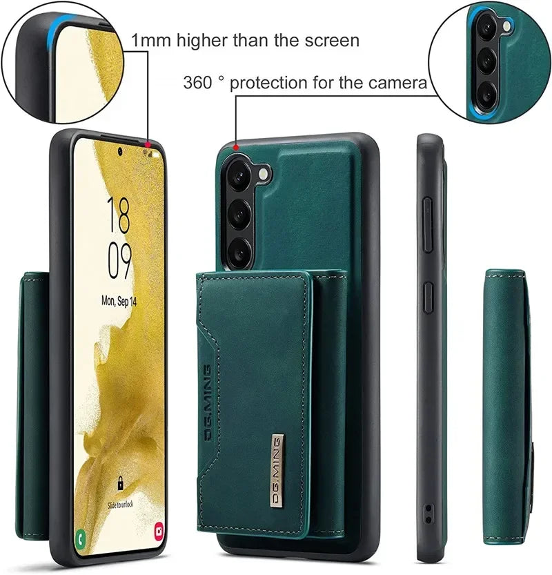 Wallet Case for Samsung Galaxy S25 S24 S22 S23 Ultra Premium Back Cover Magnetic Detachable with Trifold Card Holder