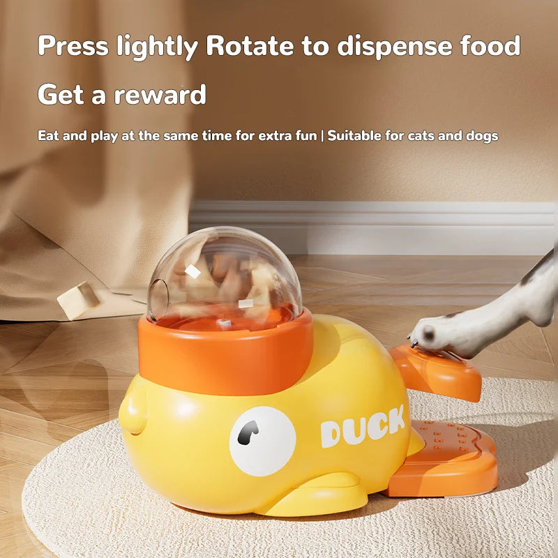 "Yellow Duck-Shaped Interactive Cat Treat Dispenser Durable Plastic Training dogToy Puzzle Slow Feeder Dog Entertainment Toy "