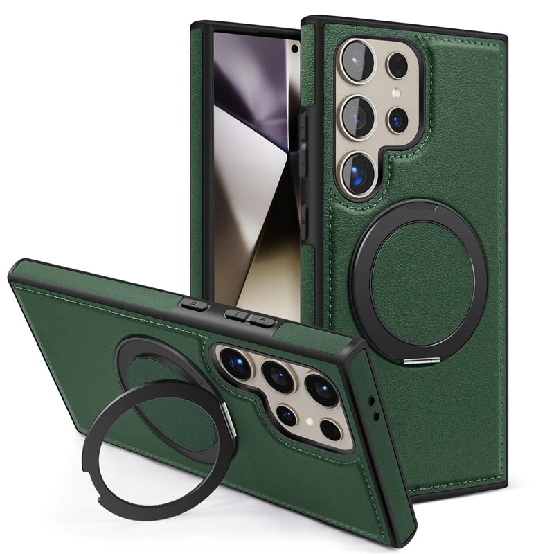 360 Rotating Metal Ring Stand Macsafe Magnetic Case for Samsung Galaxy S24 Ultra S23 S22 Plus S24Ultra S 24 Magsafe Holder Cover