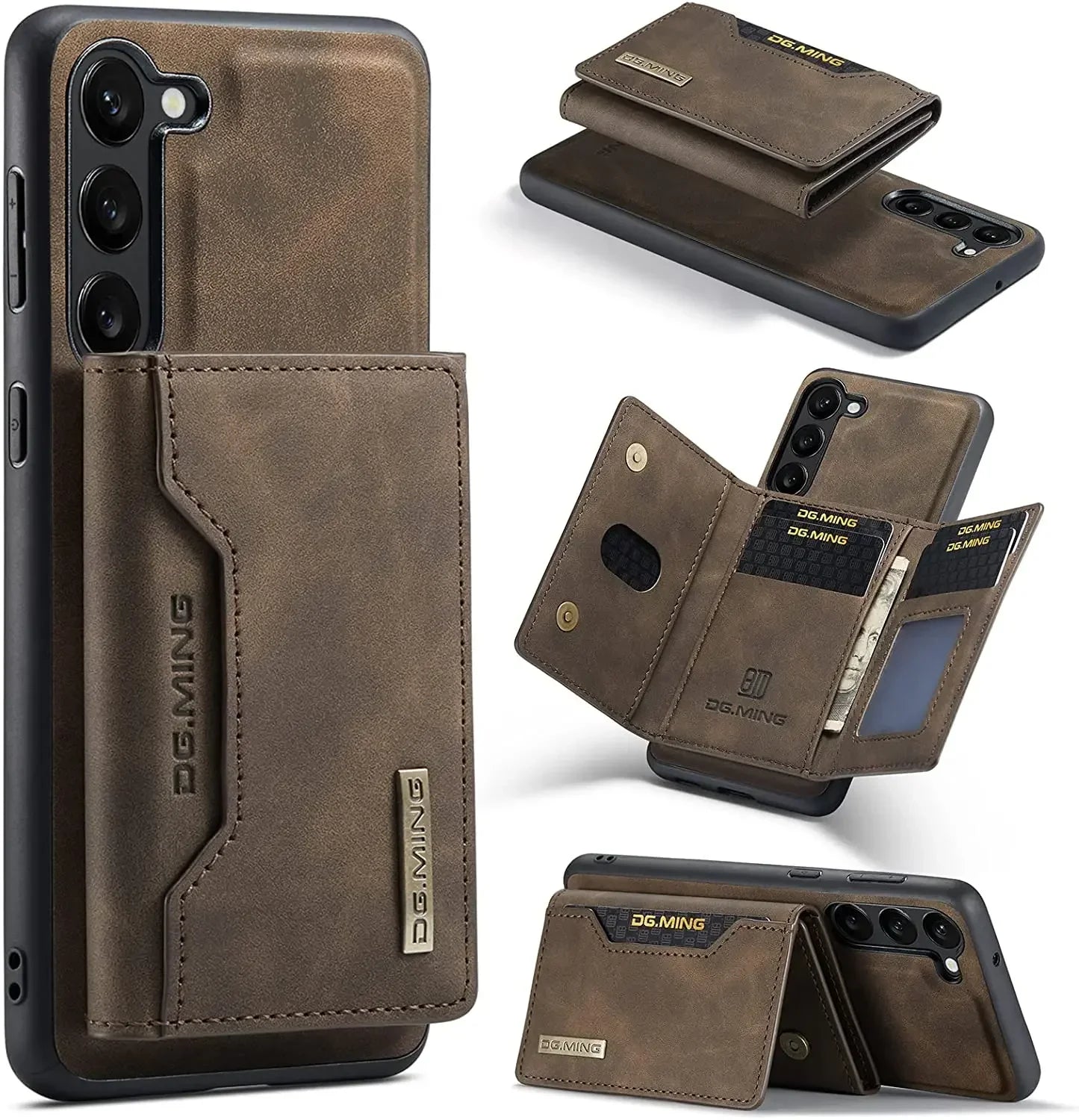 Wallet Case for Samsung Galaxy S25 S24 S22 S23 Ultra Premium Back Cover Magnetic Detachable with Trifold Card Holder
