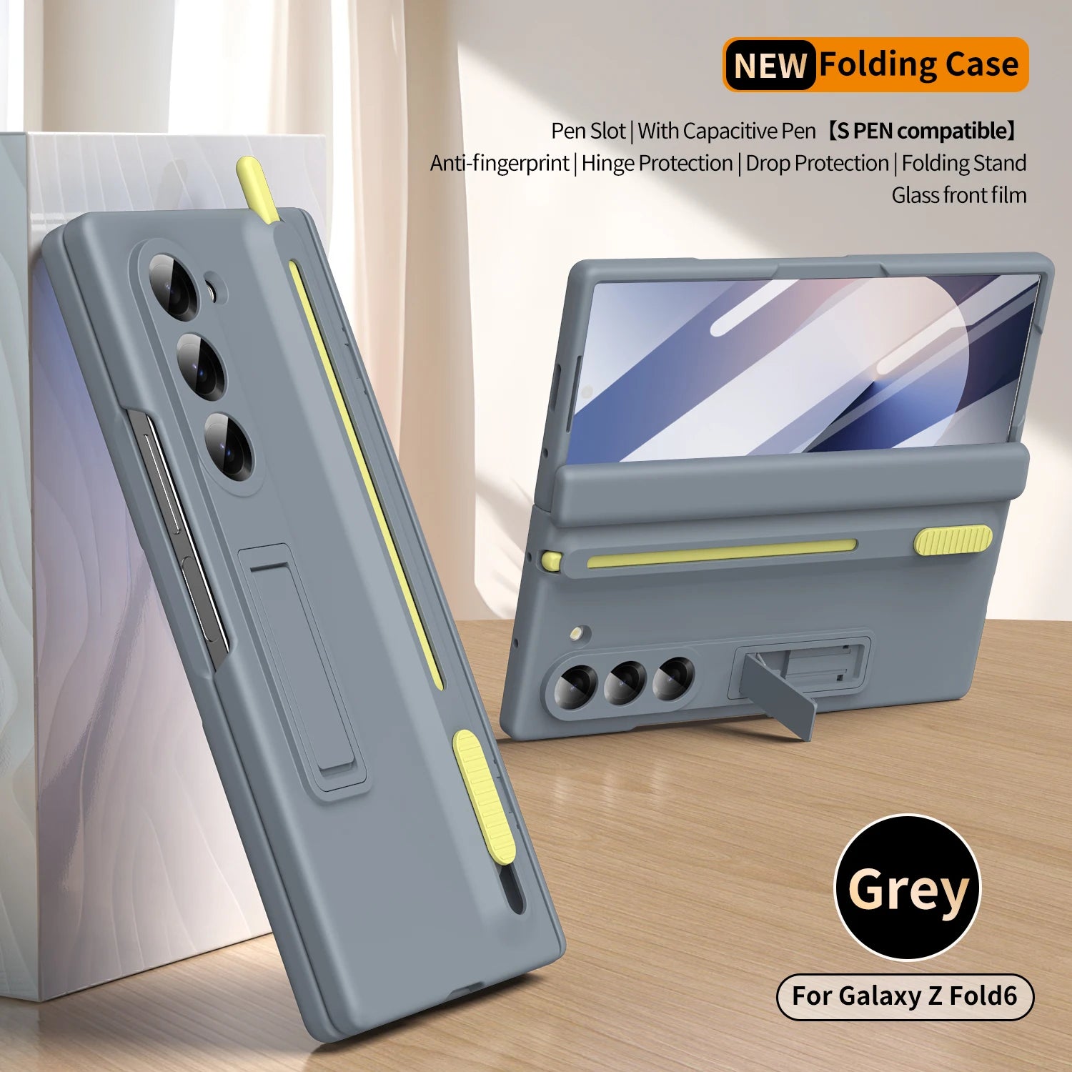 Plating Clear Hinge Magnetic Case For Samsung Galaxy Z Fold 4 5 with Pen Holder Full Screen Protector Phone Cover Fold 7 6 3 5G