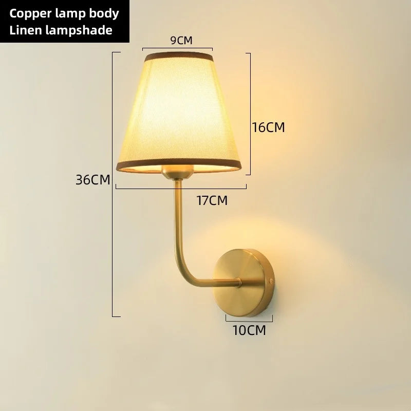 E27 American fabric wall lamp simple hotel room interior decor lighting living room corridor aisle bedroom bedside wall light