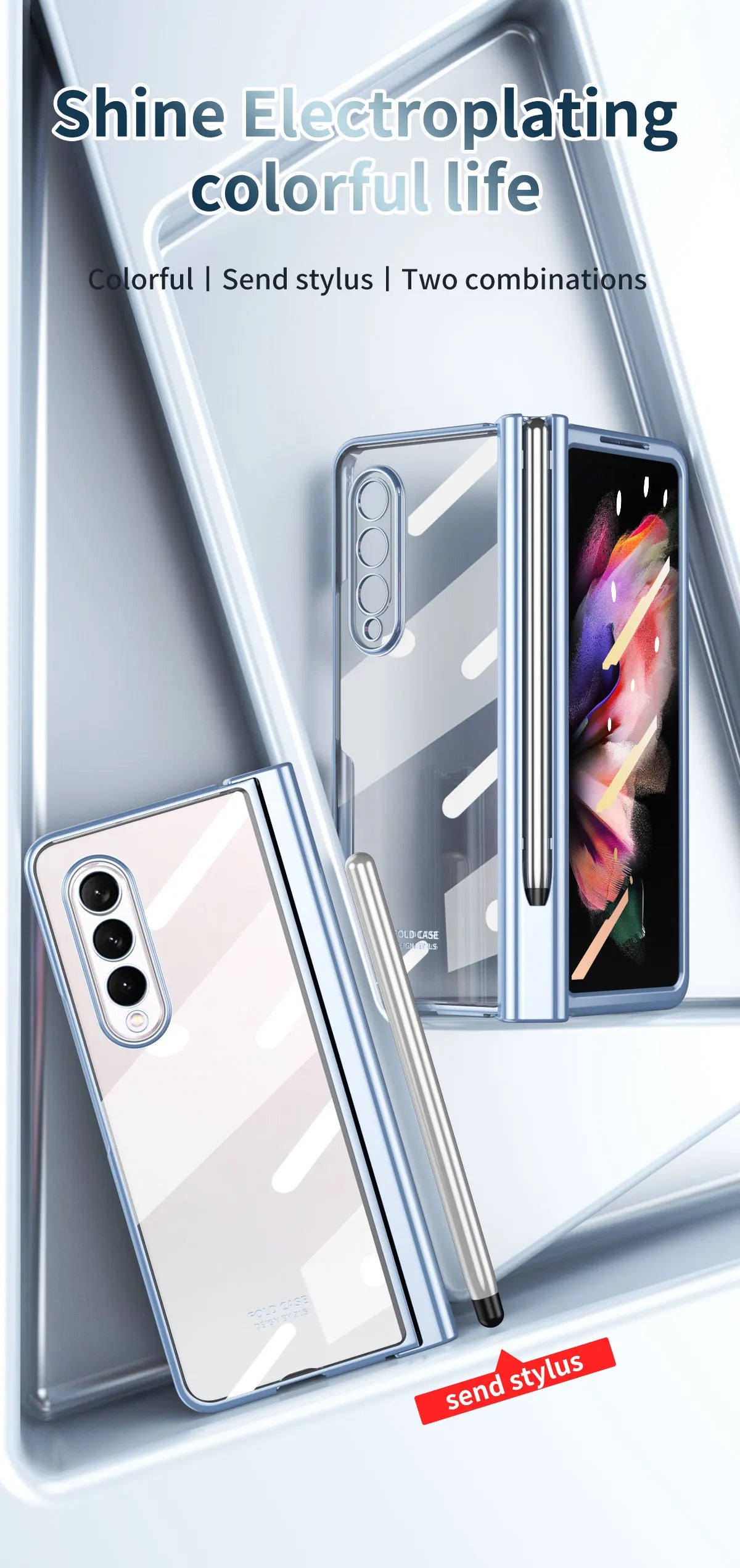 Plating Clear Hinge Magnetic Case For Samsung Galaxy Z Fold 4 5 with Pen Holder Full Screen Protector Phone Cover Fold 7 6 3 5G