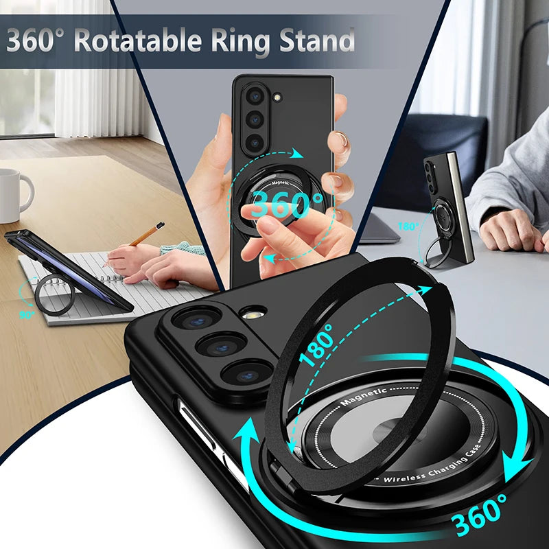 Magnetic Wireless Charging Case for Samsung Galaxy Z Fold 3 4 5 6 Magsafe Cover Cases Shockproof and Anti fingerprints Kickstand