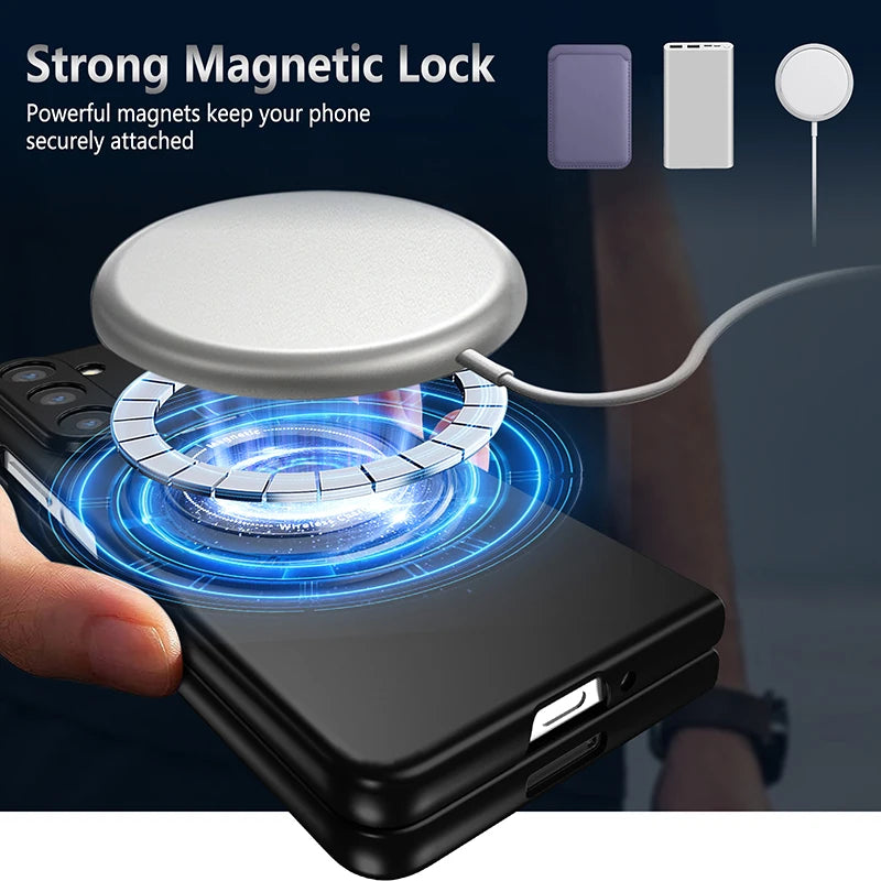 Magnetic Wireless Charging Case for Samsung Galaxy Z Fold 3 4 5 6 Magsafe Cover Cases Shockproof and Anti fingerprints Kickstand
