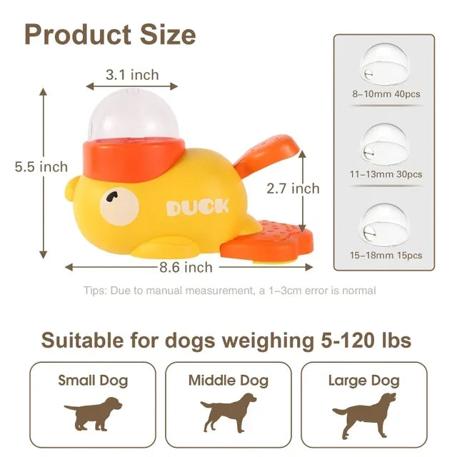 "Yellow Duck-Shaped Interactive Cat Treat Dispenser Durable Plastic Training dogToy Puzzle Slow Feeder Dog Entertainment Toy "