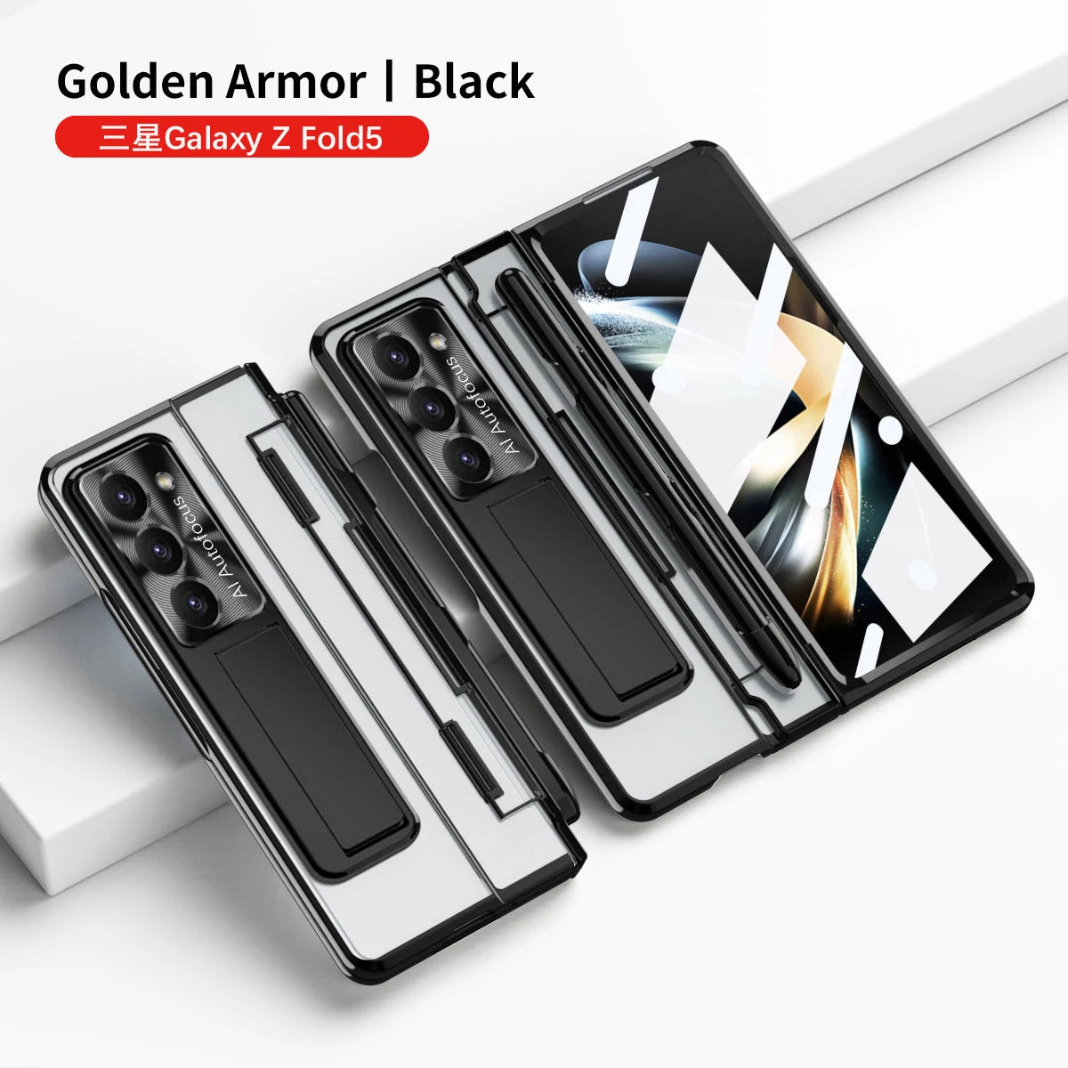 Plating Clear Hinge Magnetic Case For Samsung Galaxy Z Fold 4 5 with Pen Holder Full Screen Protector Phone Cover Fold 7 6 3 5G