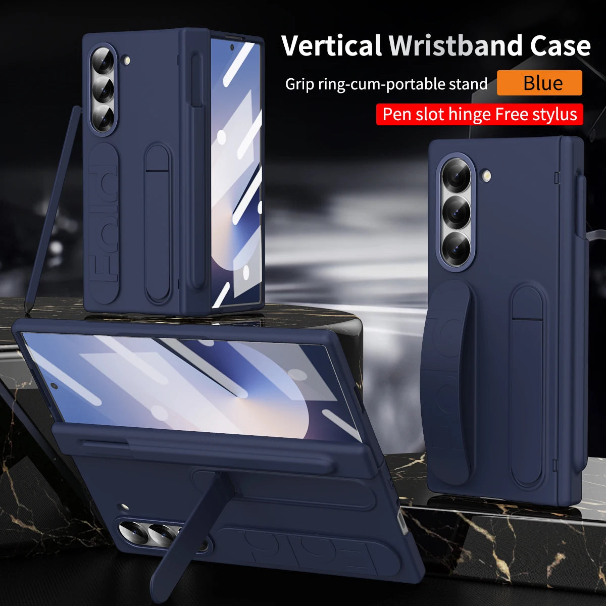 Plating Clear Hinge Magnetic Case For Samsung Galaxy Z Fold 4 5 with Pen Holder Full Screen Protector Phone Cover Fold 7 6 3 5G