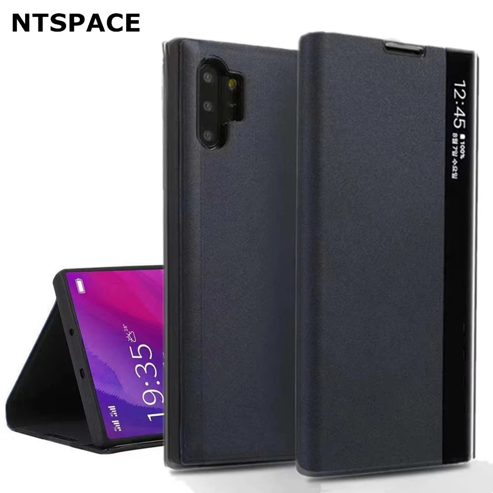 Smart APP Sleep Awake Flip Cover For Samsung Galaxy S24 S23 S22 S21 S20 Note 20 Ultra S10 S9 Plus A50s Window View Leather Case