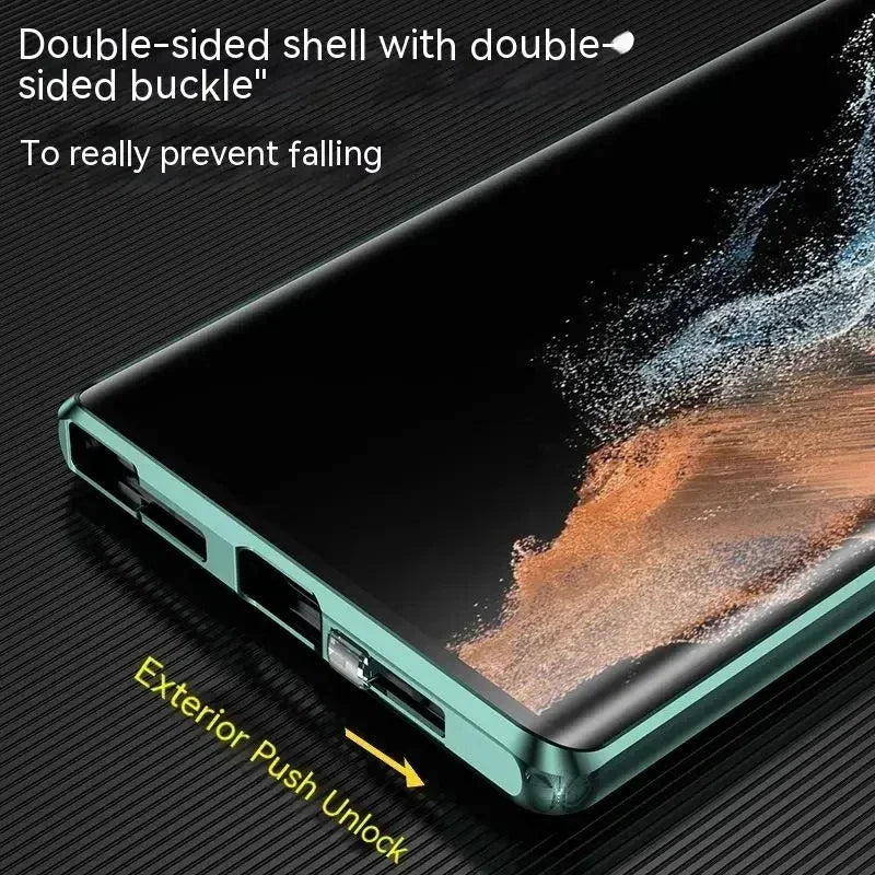 Double Sided Magnetic Full Cover Case For Samsung Galaxy S25 S24 S23 S22 S21 Ultra Plus Metal Cases Lens Protection Phone Shell