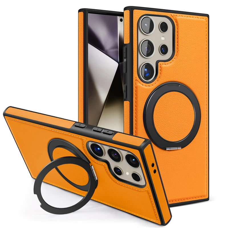 360 Rotating Metal Ring Stand Macsafe Magnetic Case for Samsung Galaxy S24 Ultra S23 S22 Plus S24Ultra S 24 Magsafe Holder Cover