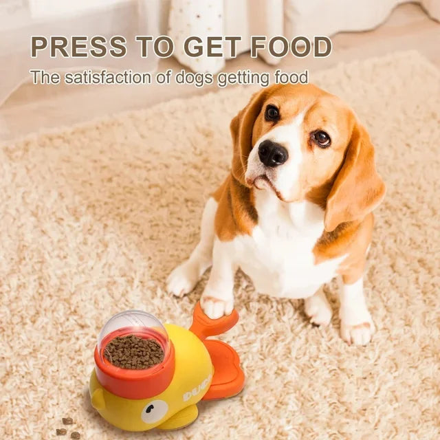 "Yellow Duck-Shaped Interactive Cat Treat Dispenser Durable Plastic Training dogToy Puzzle Slow Feeder Dog Entertainment Toy "