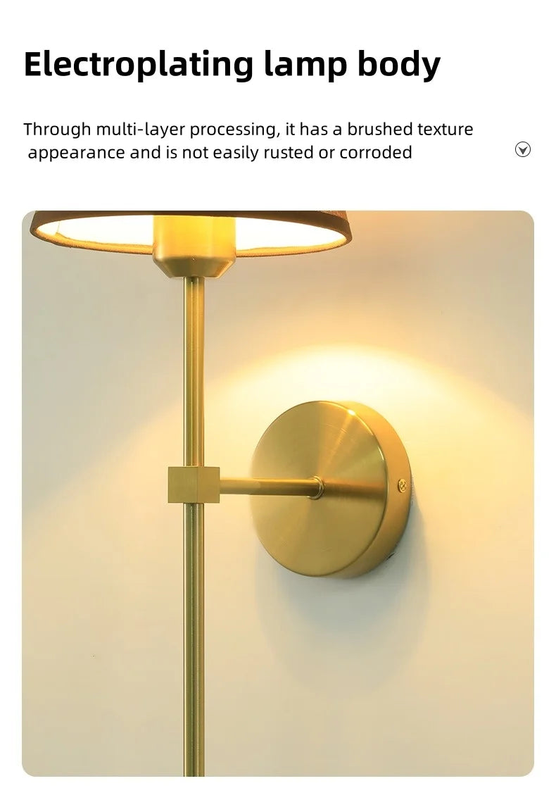 E27 American fabric wall lamp simple hotel room interior decor lighting living room corridor aisle bedroom bedside wall light