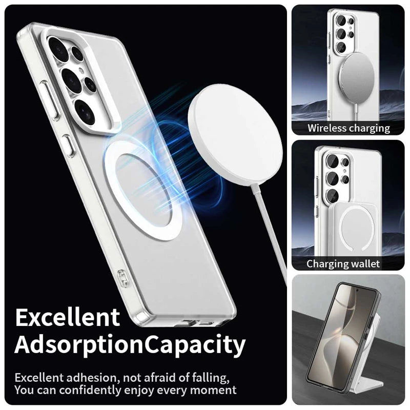 Wireless Charging Case Samsung Galaxy S25 Ultra Case Magnetic Luxury Frosted Silicone S25 Ultra Protector Cover S25 Ultra Case
