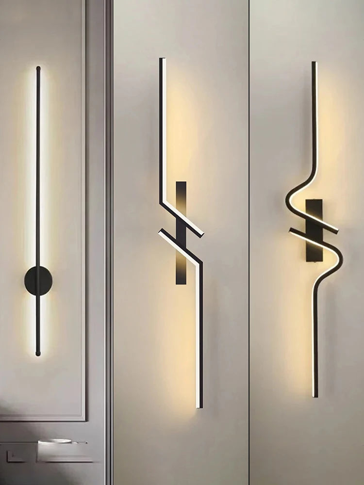 Modern LED Wall Lamp Minimalist Led Light Bedroom Bedside Long Strip Wall Sconces Living Room Sofa Home Indoor Lighting Fixture