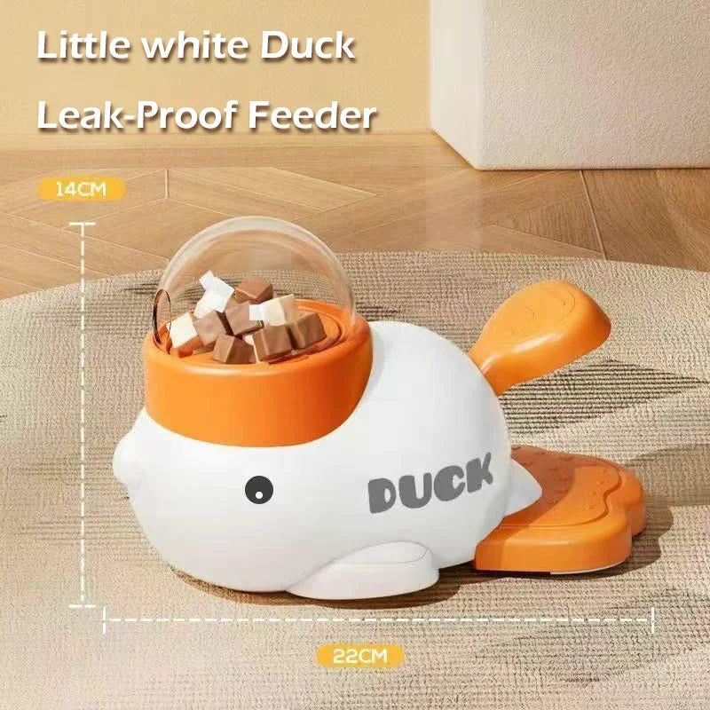 "Yellow Duck-Shaped Interactive Cat Treat Dispenser Durable Plastic Training dogToy Puzzle Slow Feeder Dog Entertainment Toy "