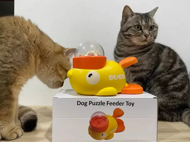 "Yellow Duck-Shaped Interactive Cat Treat Dispenser Durable Plastic Training dogToy Puzzle Slow Feeder Dog Entertainment Toy "